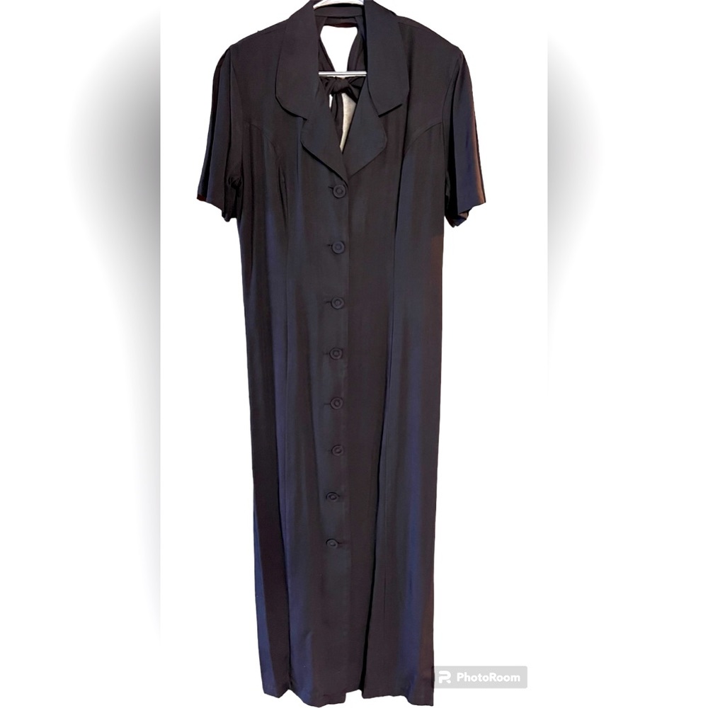 Vtg 80’s Paris Blues Women’s Coat Dress Classic Size 13 (M) Maxi Stunning Black